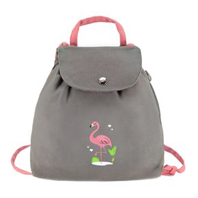 Sac à dos bébé gris "Le flamant de Rose"