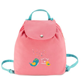Sac à dos bébé corail "Les oiseaux de Margot"